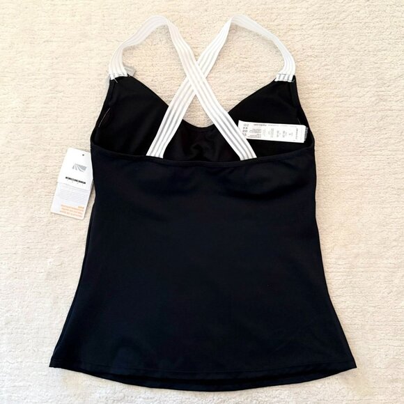 Marika Swim Tank Top Size Small Strappy Back UPF 50 Black White DryWik - Picture 8 of 9